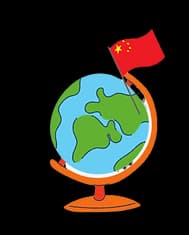 Globe with Chinese flag